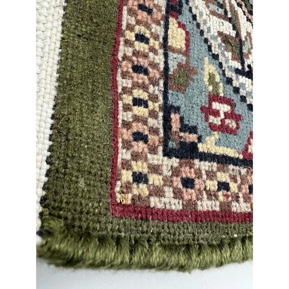 Miniature Hand-knotted Wool Afghani/Pakistani Carpet Sample Dollhouse 10"x12"rug - Picture 6 of 8